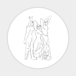 Line Art - Les Demoiselles d'Avignon Magnet